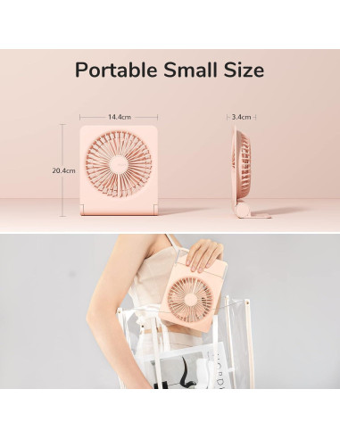 Ventilador de Escritorio JISULIFE 2000mAh Plegable Rosa
