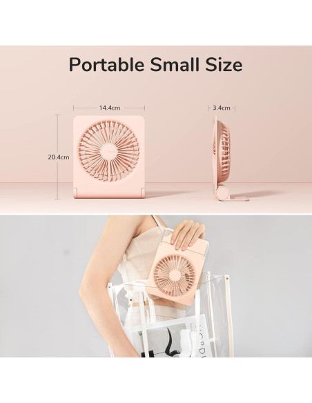 Ventilador de Escritorio JISULIFE 2000mAh Plegable Rosa
