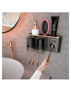 Soporte para Cepillos de Dientes iHave Negro 2 Tazas Montado en Pared
