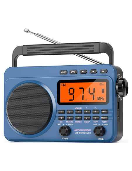 Radio Digital AM FM Portátil Jimeng 4000mAh con NOAA y MP3