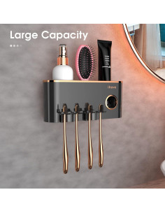 Soporte para Cepillos de Dientes iHave Negro 2 Tazas Montado en Pared 2