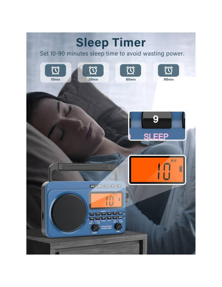 Radio Digital AM FM Portátil Jimeng 4000mAh con NOAA y MP3