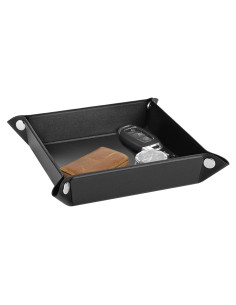 Bandeja Valet Luxspire de Cuero Sintético Negra 21.9x21.9cm