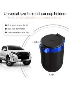 Cenicero de coche Wevdn con tapa y luz LED azul desmontable 2