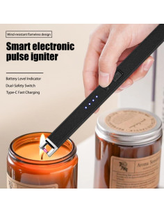 Encendedor Eléctrico Recargable Seaboll para Velas Negro 2