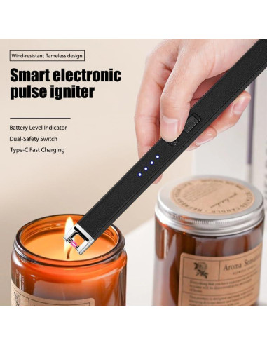 Encendedor Eléctrico Recargable Seaboll para Velas Negro