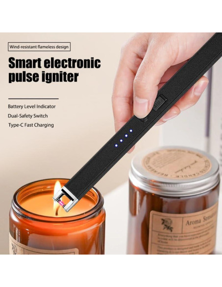 Encendedor Eléctrico Recargable Seaboll para Velas Negro