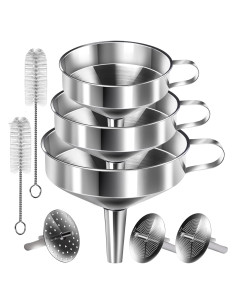 Juego de 3 Embudos de Acero Inoxidable YGDZ con Coladores