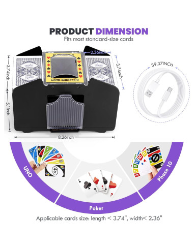 Barajador de Cartas Automático Lineba para 4 Barajas USB-C