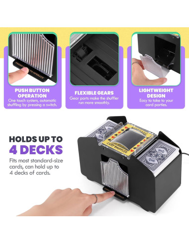 Barajador de Cartas Automático Lineba para 4 Barajas USB-C