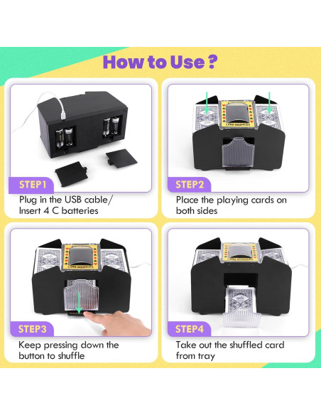 Barajador de Cartas Automático Lineba para 4 Barajas USB-C