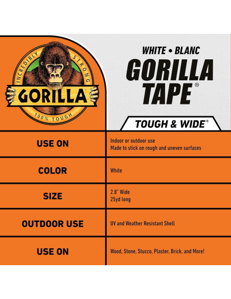 Cinta Gorilla Resistente 7.3 cm x 22.86 m para Interior y Exterior