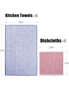 Juego de Toallas de Cocina y Paños de Platos AOTBAT 12 Piezas Algodón 2