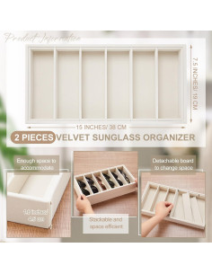 Bandeja Organizadora de Gafas Juexica 2 Pcs Terciopelo Beige 2