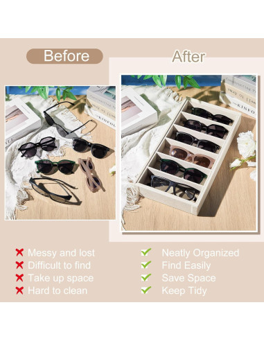 Bandeja Organizadora de Gafas Juexica 2 Pcs Terciopelo Beige