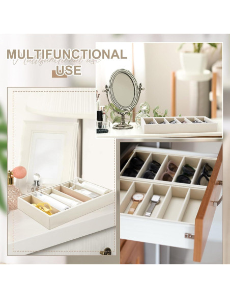 Bandeja Organizadora de Gafas Juexica 2 Pcs Terciopelo Beige Bandeja Organizadora de Gafas Juexica 2 Pcs Terciopelo Beige