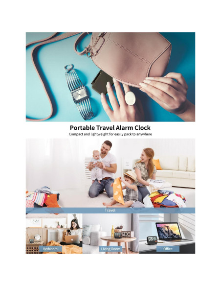 Reloj Despertador Digital de Viaje MeesMeek Negro LCD 3.54"