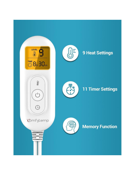 Almohadilla Térmica Eléctrica XL Comfytemp 38x61cm Azul