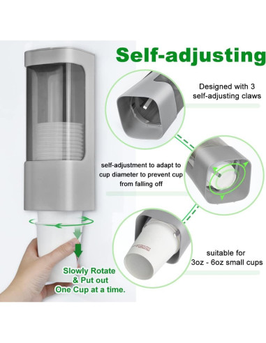 Dispensador de Vasos Montado en Pared haqaf Gris 3-5 oz