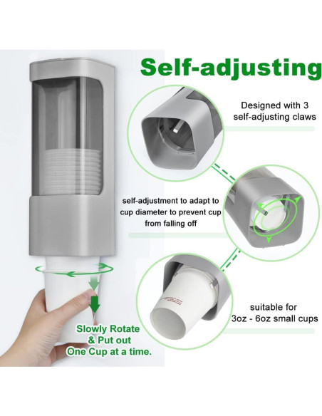 Dispensador de Vasos Montado en Pared haqaf Gris 3-5 oz