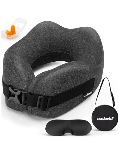 Juego de Almohada de Viaje Nadachi - Espuma de Memoria, Gris