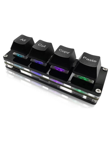 Teclado Mini Mecánico RGB BTXETUEL 4 Teclas Programable Negro