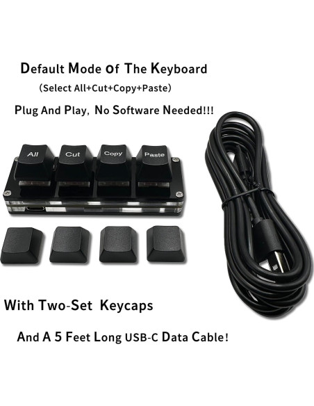 Teclado Mini Mecánico RGB BTXETUEL 4 Teclas Programable Negro