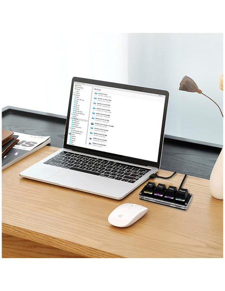 Teclado Mini Mecánico RGB BTXETUEL 4 Teclas Programable Negro