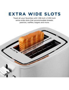 Tostadora GE de 2 Rebanadas Acero Inoxidable 850W Ranuras Anchas 2