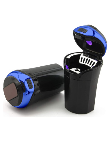 Cenicero de Auto TAKAVU 2022 Acero Inoxidable con Luz LED Azul
