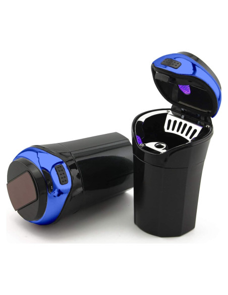 Cenicero de Auto TAKAVU 2022 Acero Inoxidable con Luz LED Azul