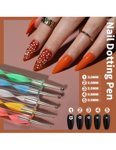 Kit de Decoración de Uñas FANDAMEI con Pinceles y Brillo