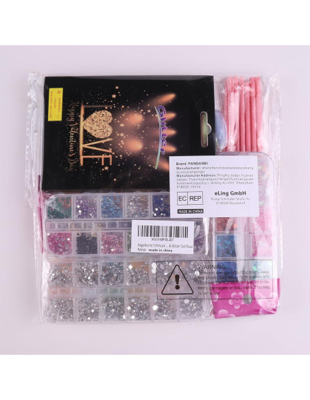 Kit de Decoración de Uñas FANDAMEI con Pinceles y Brillo