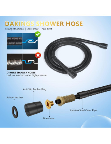 Cabezal de Ducha de Mano DAKINGS 6 Modos Alta Presión Negro