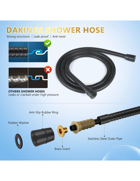 Cabezal de Ducha de Mano DAKINGS 6 Modos Alta Presión Negro