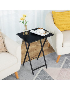 Mesa lateral plegable HOOBRO negra, juego de 4, industrial 2