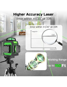 Nivel Láser MJF 12 Líneas Verdes 3D Portátil con Batería 2