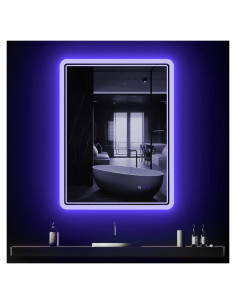 Espejo de Baño LED CFYLO 91x61 cm Retroiluminado Azul Regulable