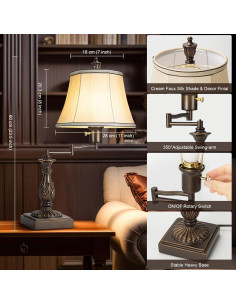 Lámpara de Mesa Rústica Ajustable Scenekoy con USB - Juego de 2 2