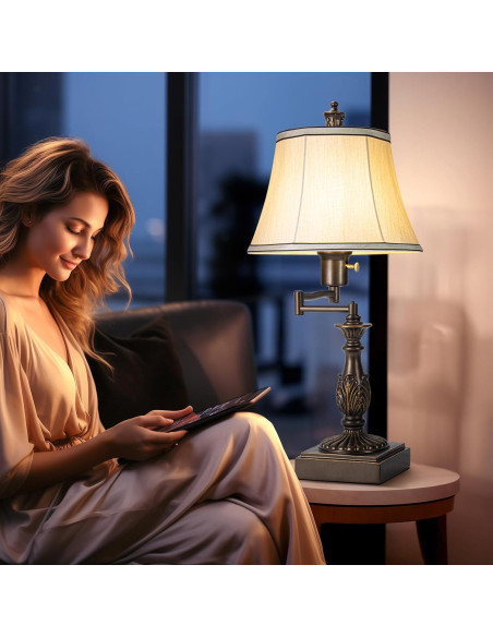 Lámpara de Mesa Rústica Ajustable Scenekoy con USB - Juego de 2