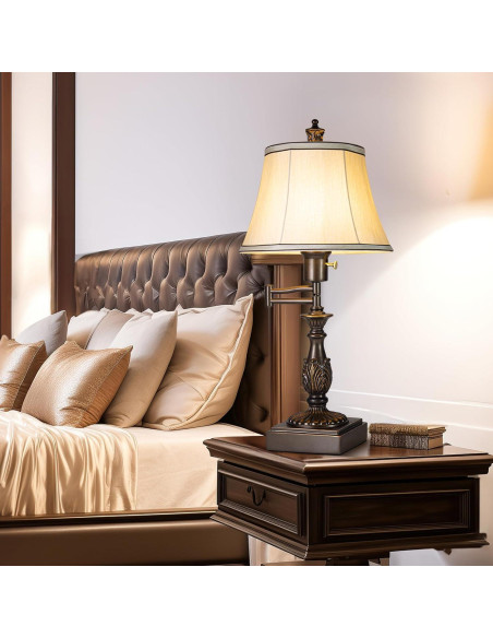 Lámpara de Mesa Rústica Ajustable Scenekoy con USB - Juego de 2