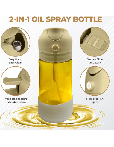 Botella de Spray de Aceite de Oliva MBO 470ml - Dispensador de Vidrio con Base de Silicona