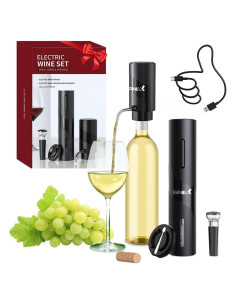 Juego de Vino Eléctrico GENIEX 4 en 1 - Sacacorchos y Dispensador