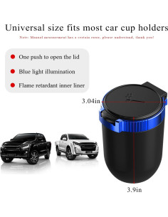 Cenicero de coche Ohleats con tapa y luz LED azul 2