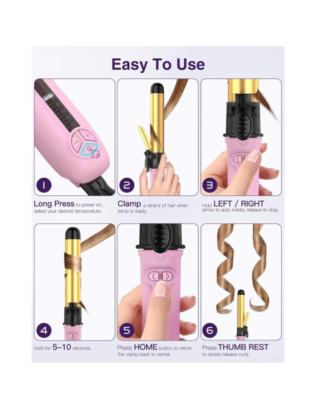 Plancha de Rizado Automática ZAVAREA UV217M Rosa-Dorado 5 Temperaturas