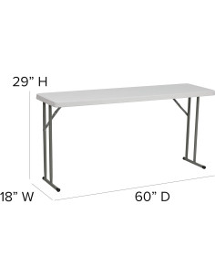 Mesa Plegable Rectangular EMMA + OLIVER 1.8m Blanco Granito 2