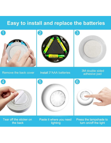 Luz Táctil LED Portátil VICOX - Paquete de 6, 50 Lúmenes