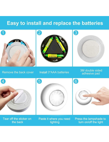 Luz Táctil LED Portátil VICOX - Paquete de 6, 50 Lúmenes