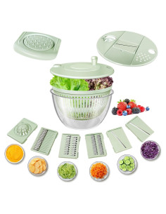 Airpro Secador de Ensaladas 5.3L Verde Blanco, 3 en 1