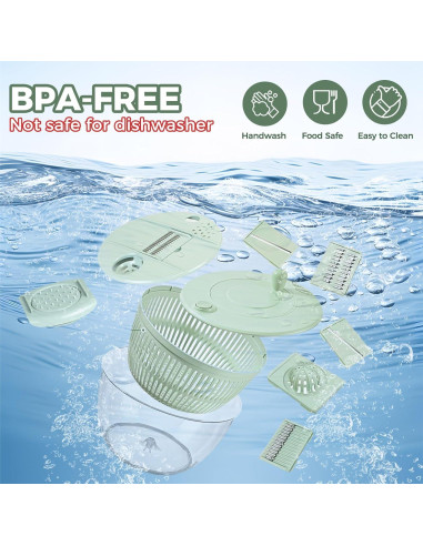 Airpro Secador de Ensaladas 5.3L Verde Blanco, 3 en 1
